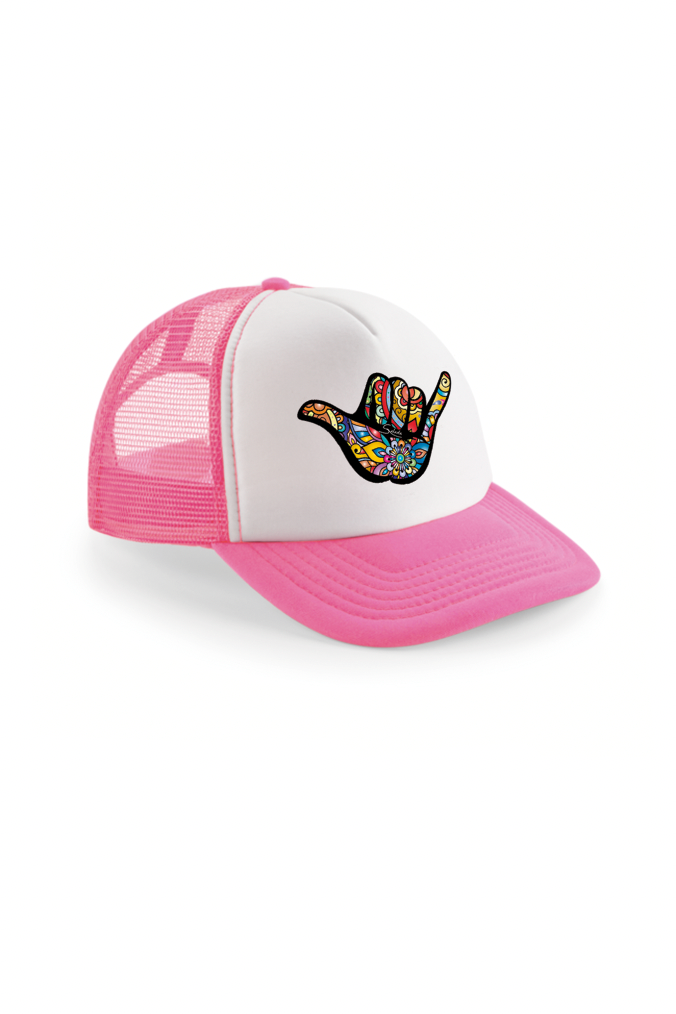 Gorra Shaka rosa frontal blanco