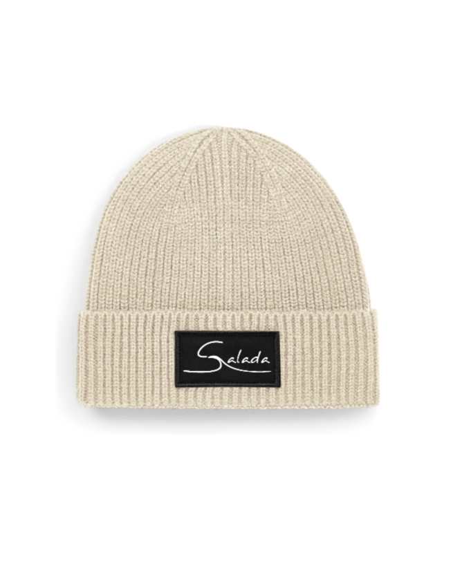 Gorro pasamontañas beige con parche